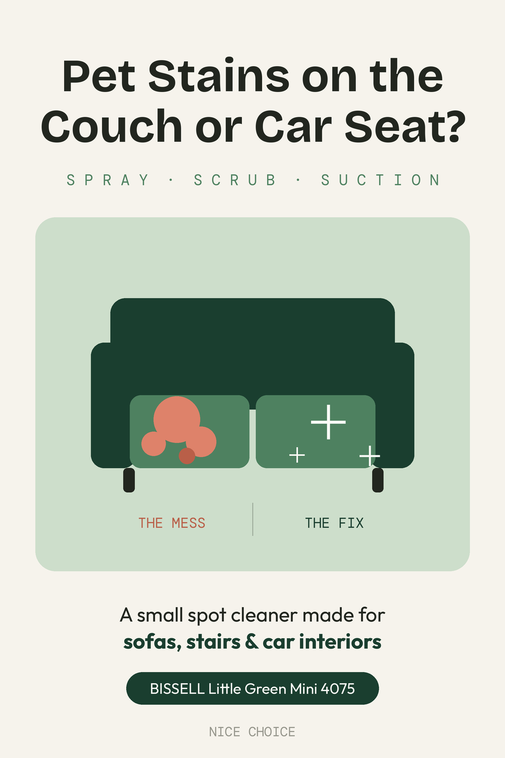 Nice Choice illustration pin for the BISSELL Little Green Mini portable carpet cleaner