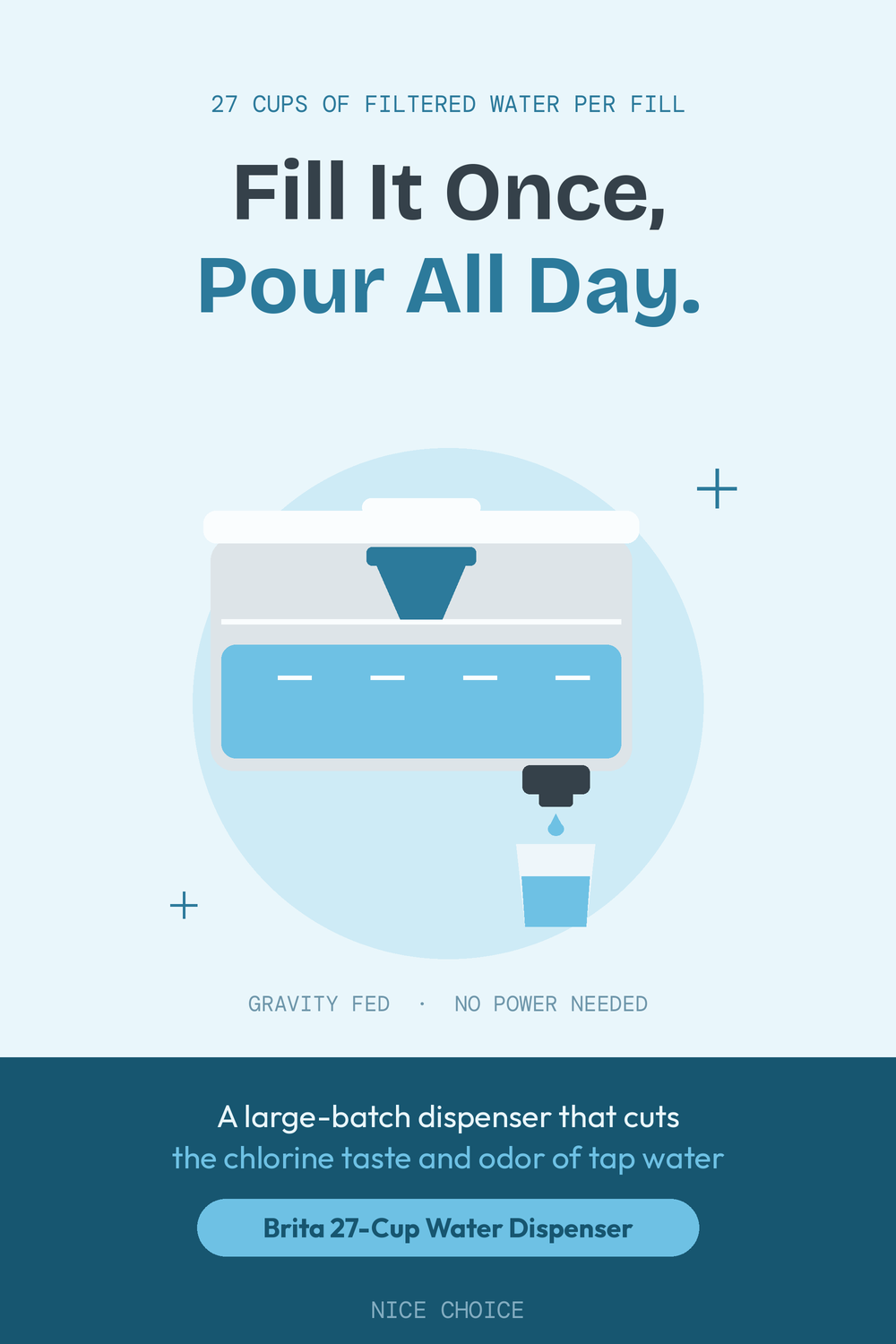 Nice Choice illustration pin for the Brita 27-cup filtered water dispenser
