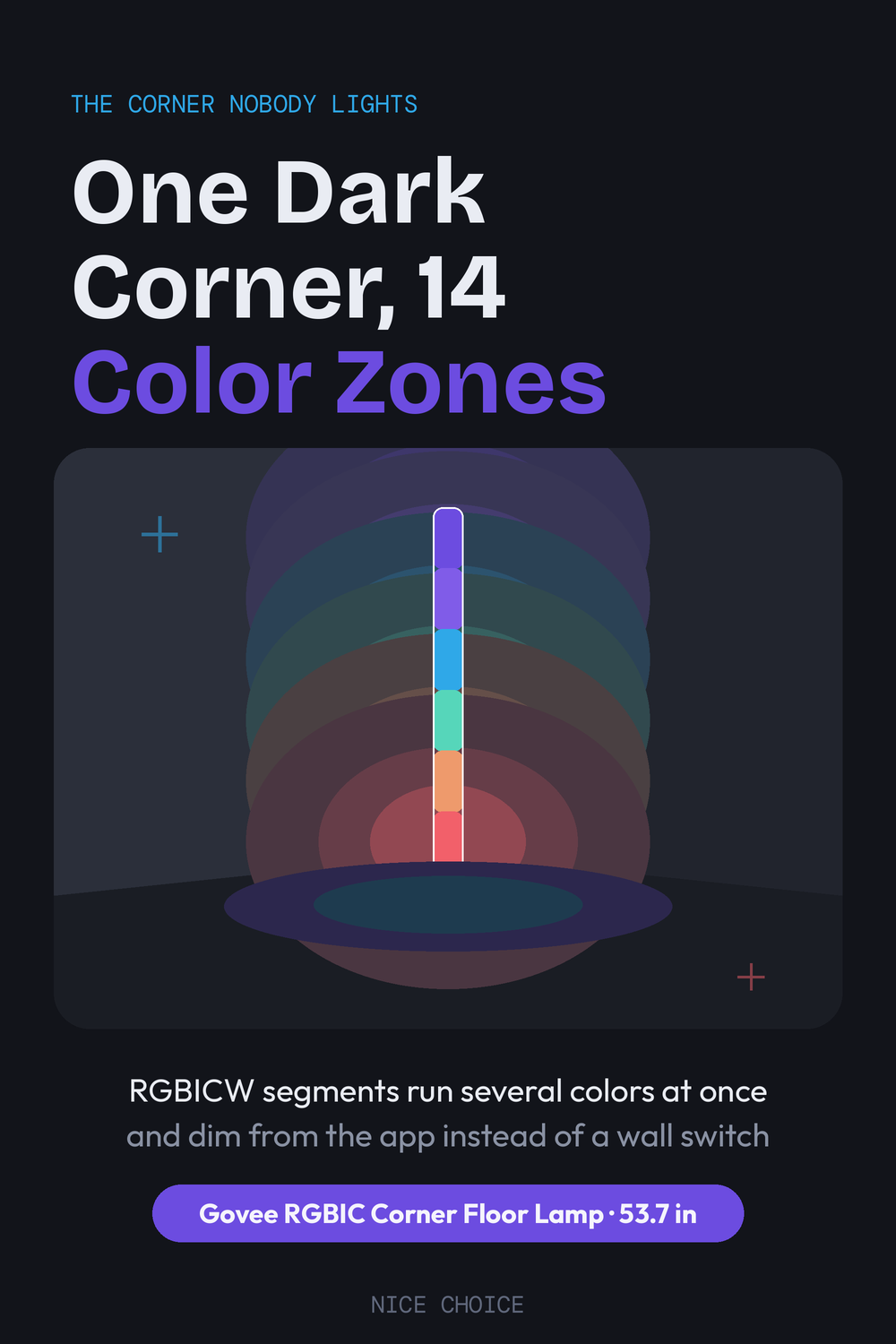 Nice Choice illustration pin for the Govee RGBIC corner floor lamp