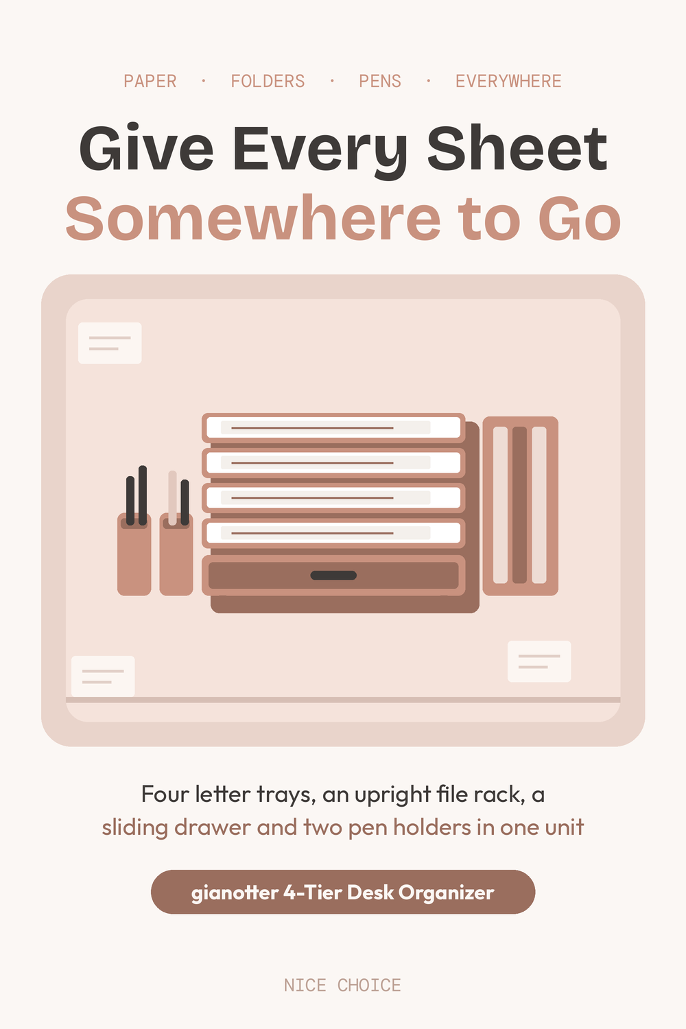 Nice Choice illustration pin for the gianotter four-tier metal desk organizer