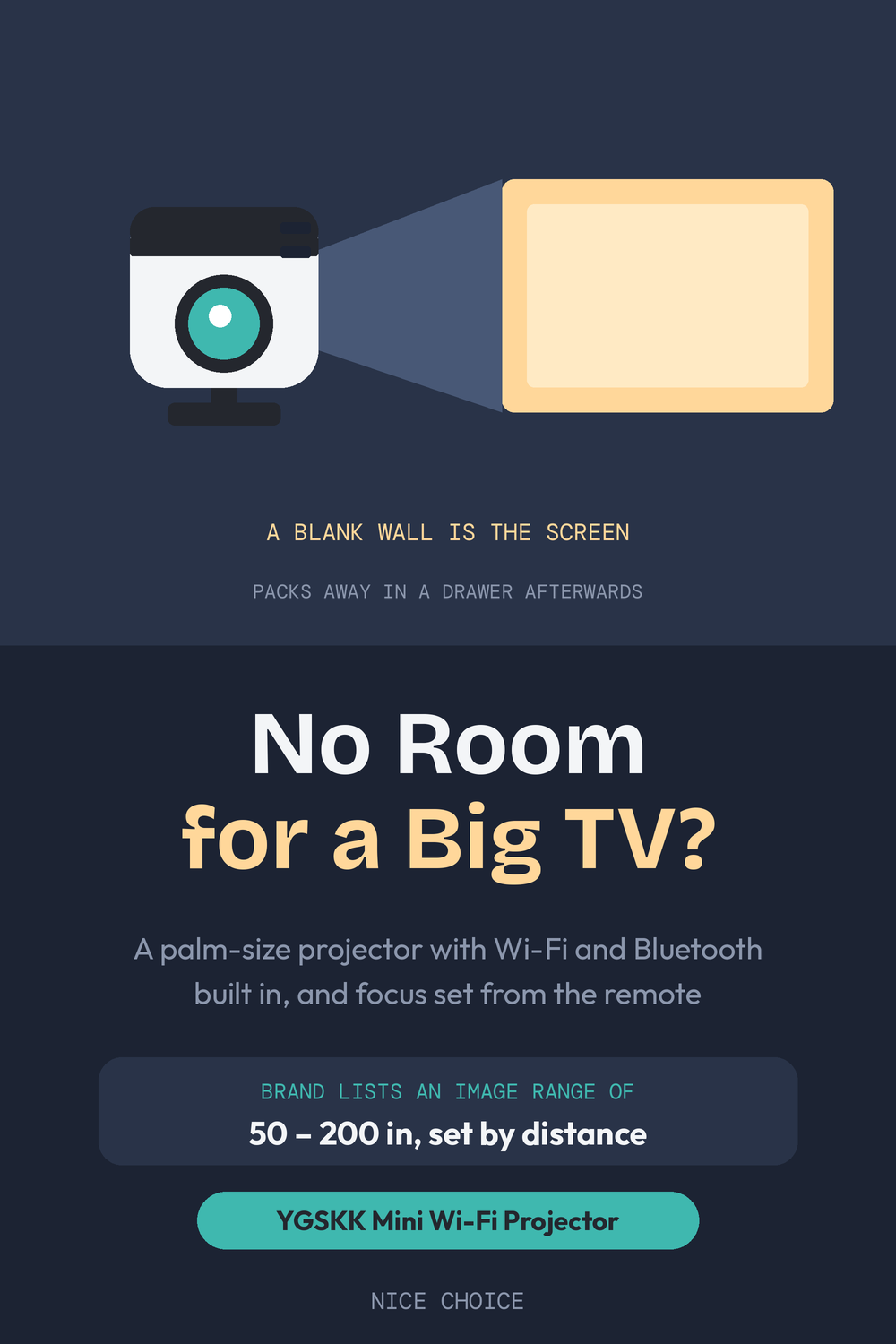 Nice Choice illustration pin for the YGSKK mini Wi-Fi projector
