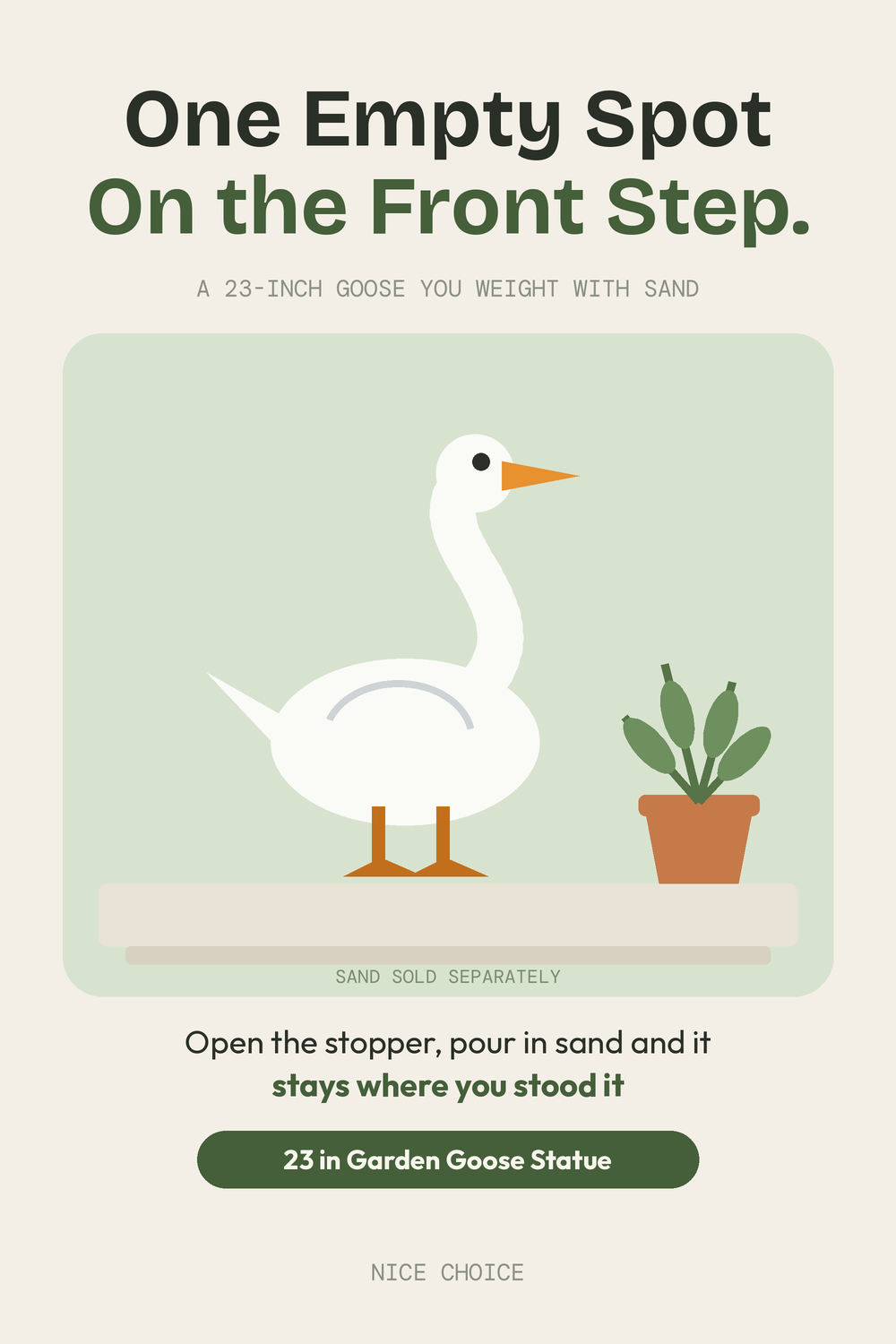 Nice Choice illustration pin for the 23 inch garden goose statue