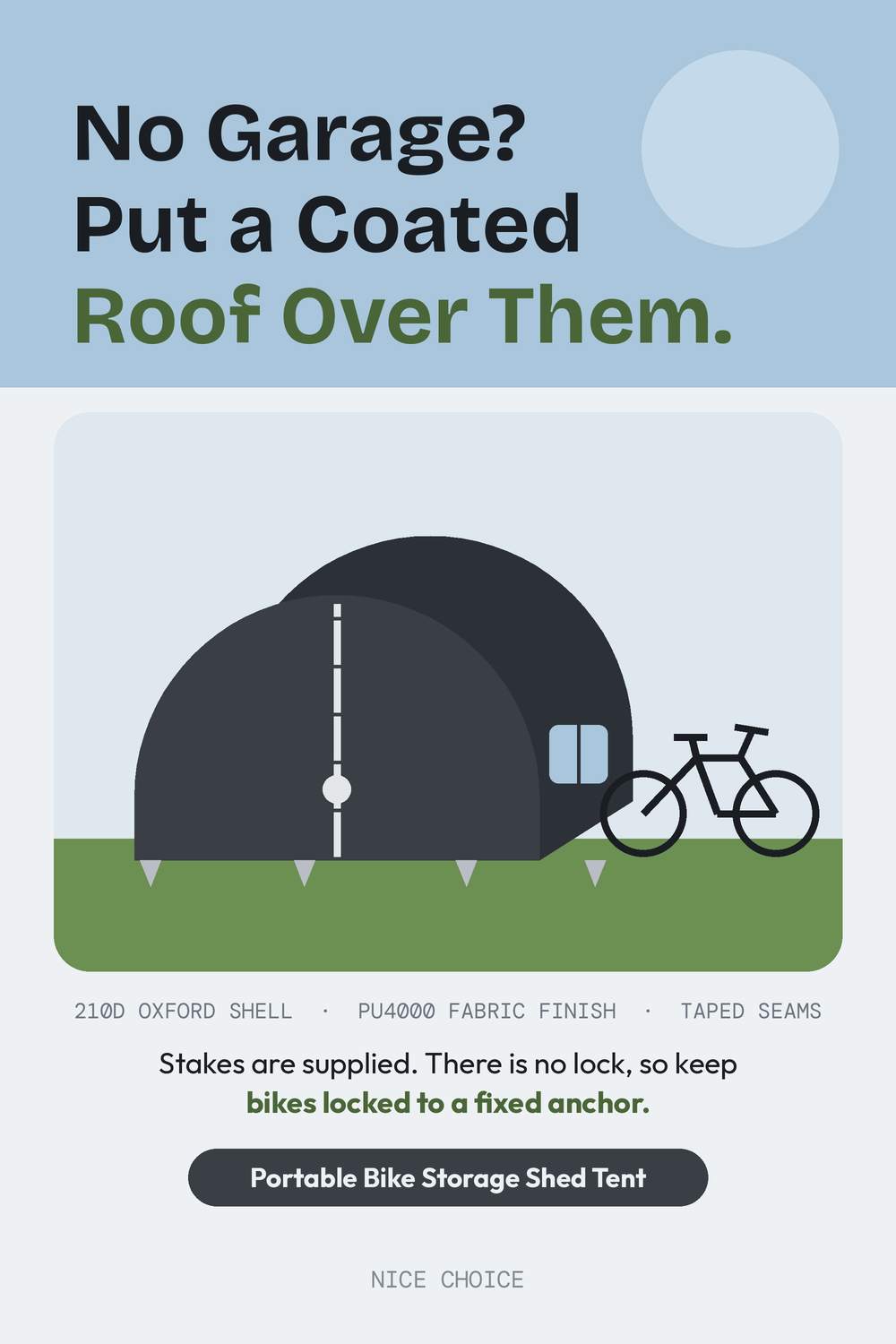 Nice Choice illustration pin for the portable bike storage shed tent