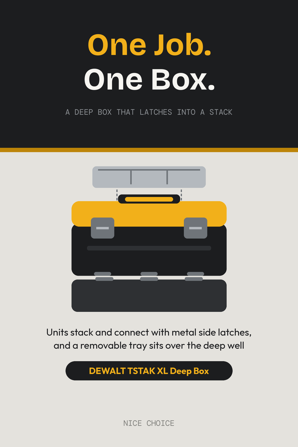 Nice Choice illustration pin for the DEWALT TSTAK XL deep tool box