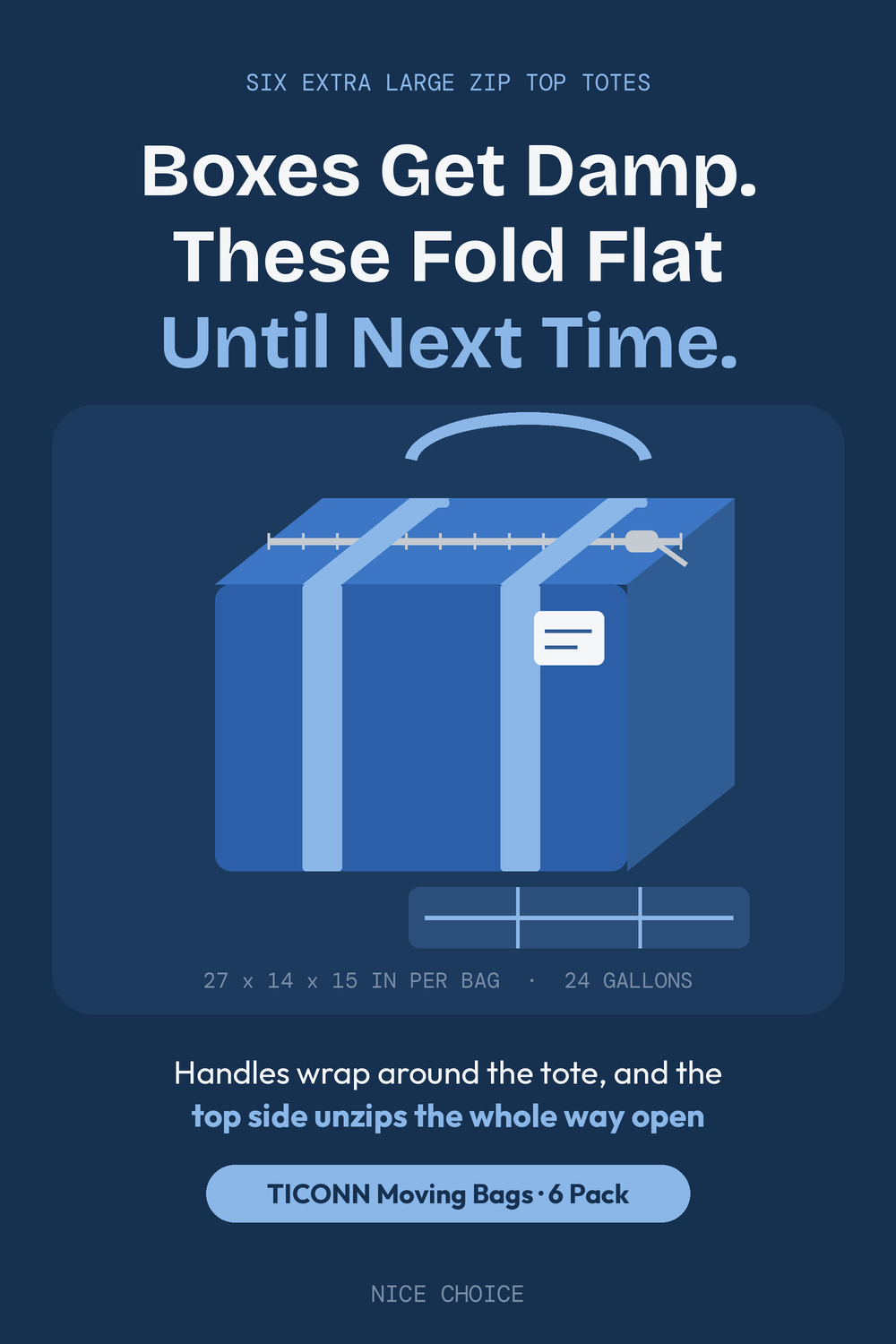 Nice Choice illustration pin for the TICONN extra large moving storage bags