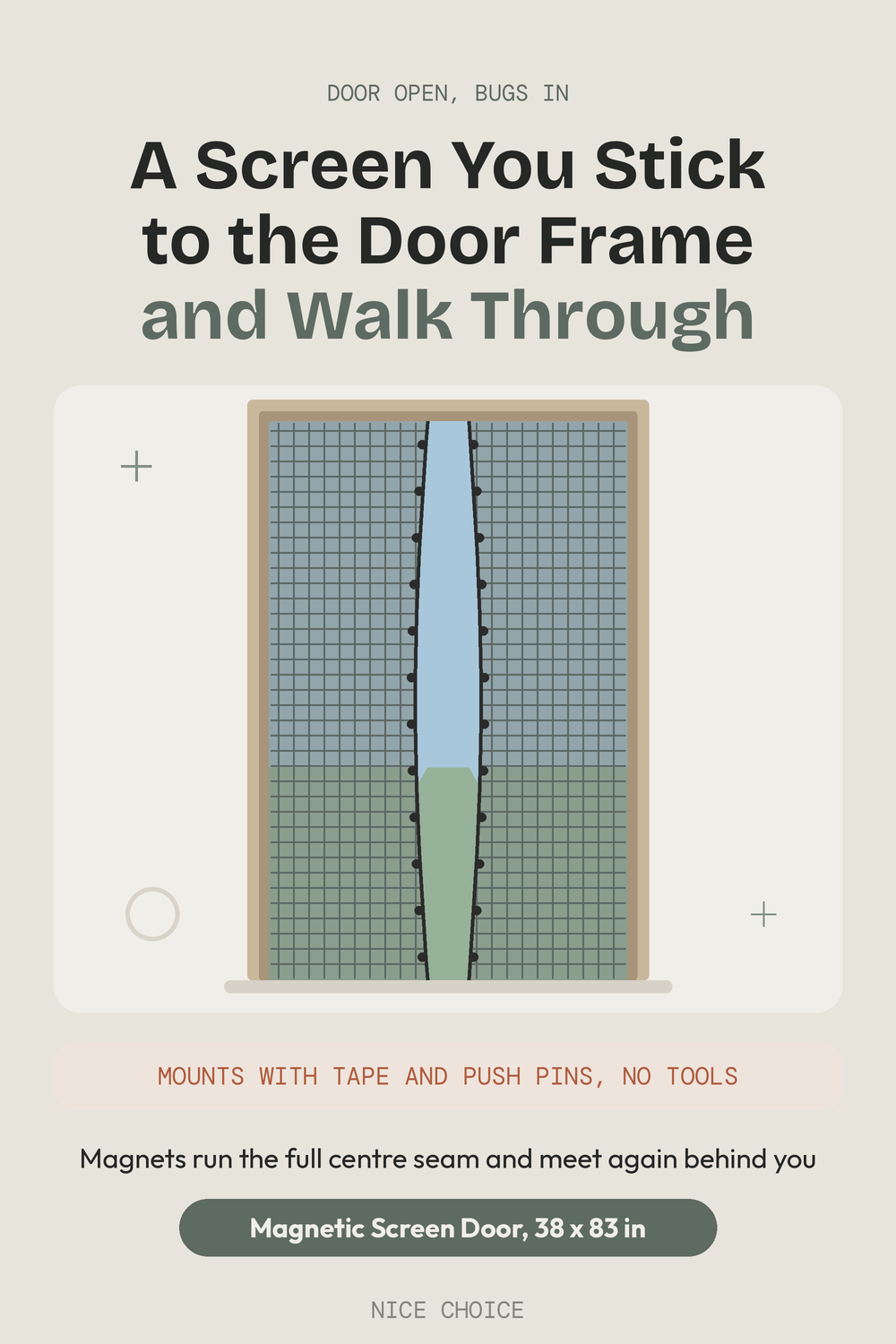 Nice Choice illustration pin for the AUGO magnetic screen door
