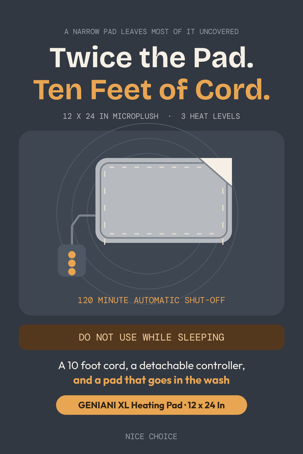 Nice Choice illustration pin for the GENIANI electric heating pad