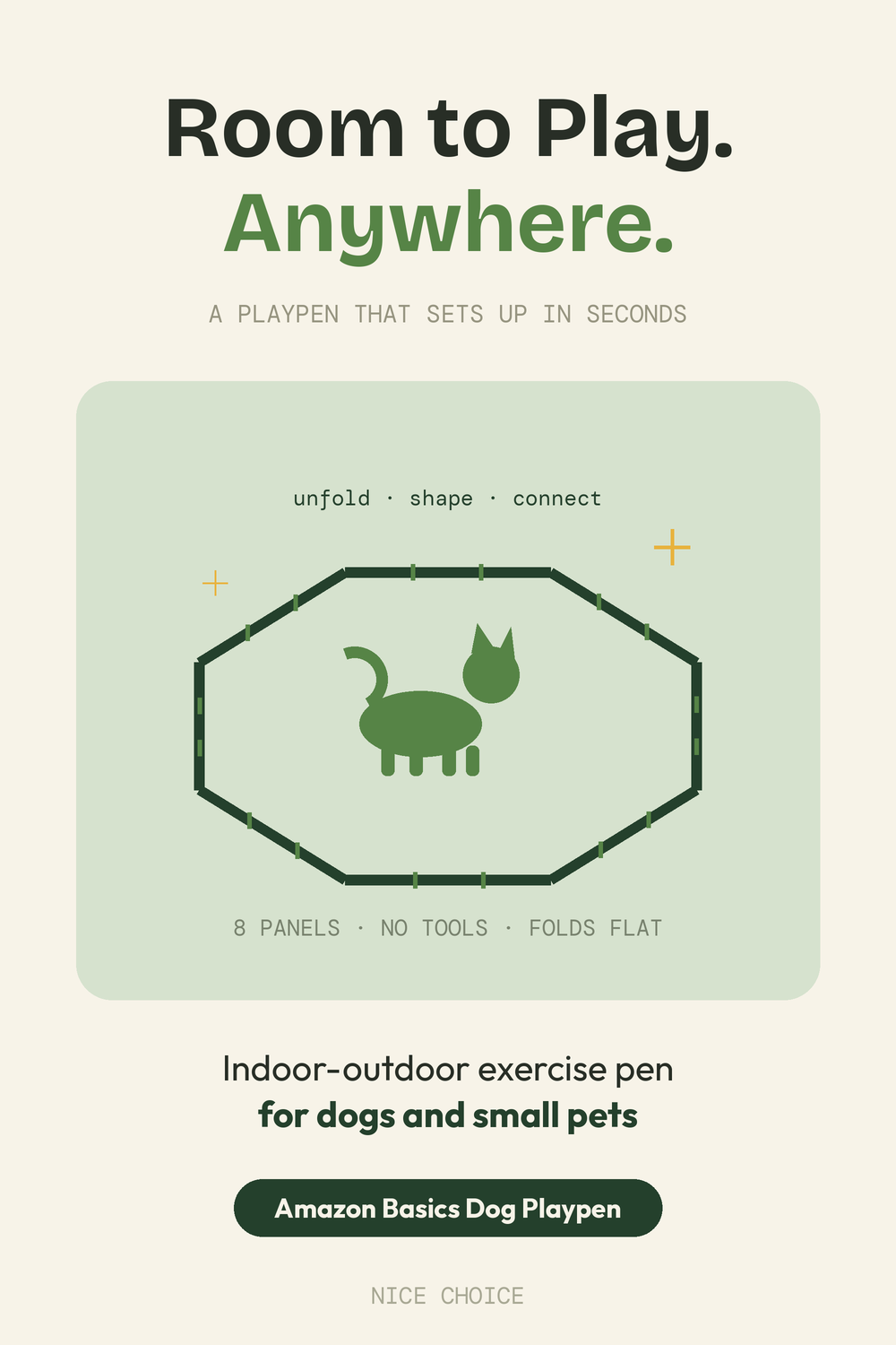 Nice Choice illustration pin for the Amazon Basics Dog Playpen (8-Panel)