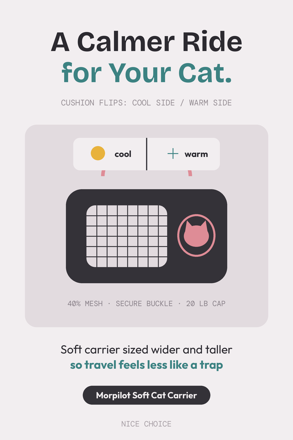 Nice Choice illustration pin for the Morpilot Soft Cat Carrier