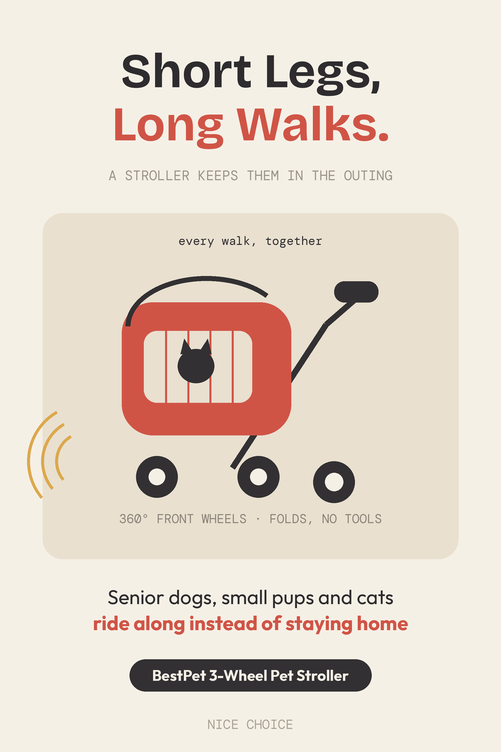 Nice Choice illustration pin for the BestPet 3-Wheel Pet Stroller