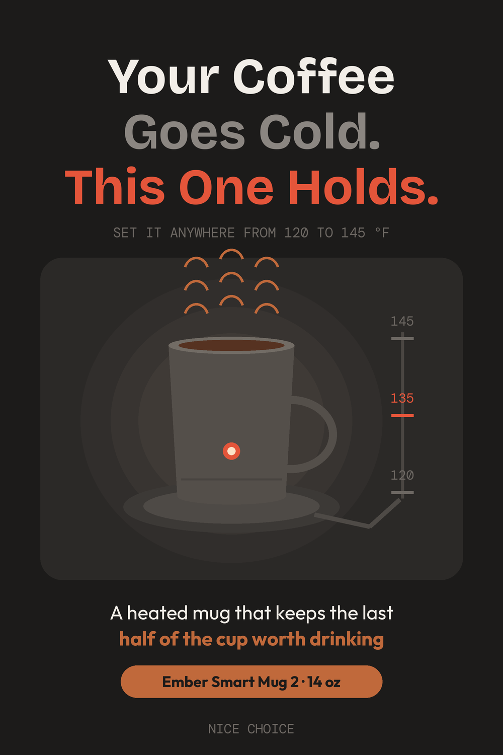 Nice Choice illustration pin for the Ember smart mug 2 in 14 ounces