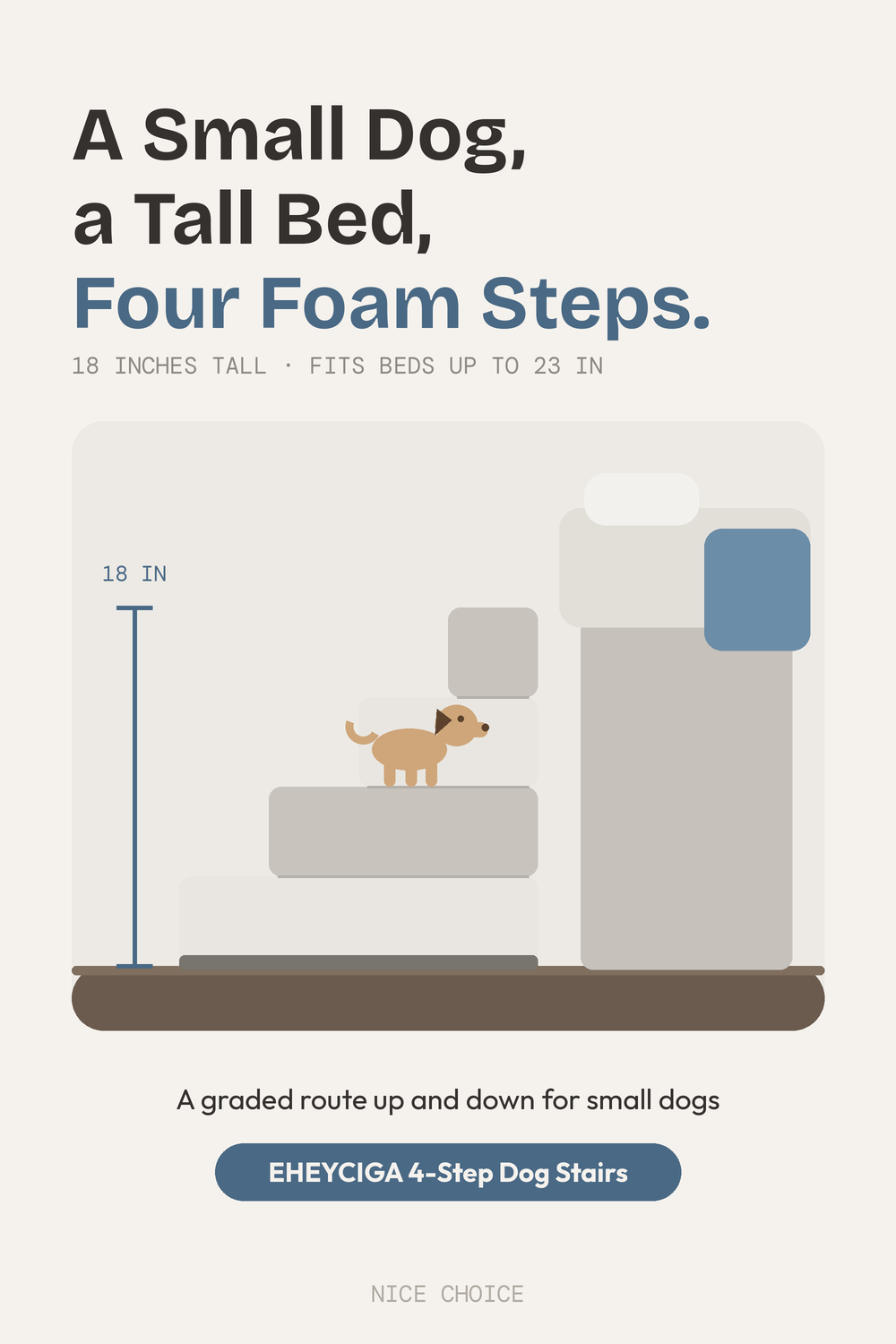 Nice Choice illustration pin for the EHEYCIGA 4-step foam dog stairs