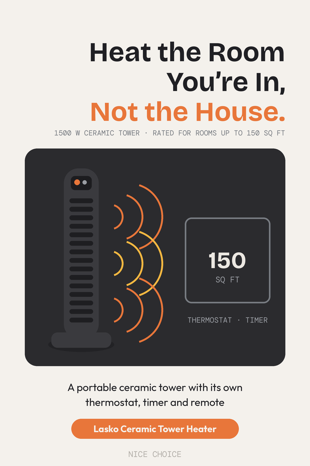 Nice Choice illustration pin for the Lasko ceramic tower space heater