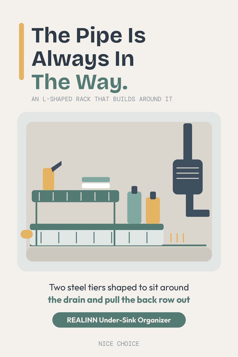 Nice Choice illustration pin for the REALINN L-shaped under sink organizer