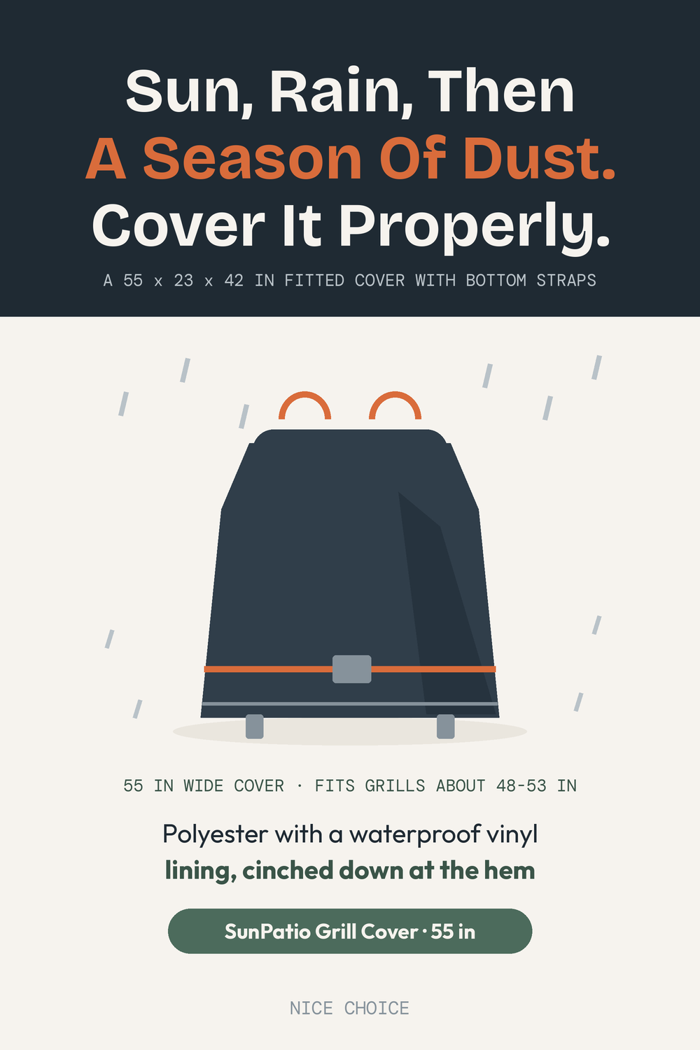 Nice Choice illustration pin for the SunPatio 55 inch waterproof grill cover
