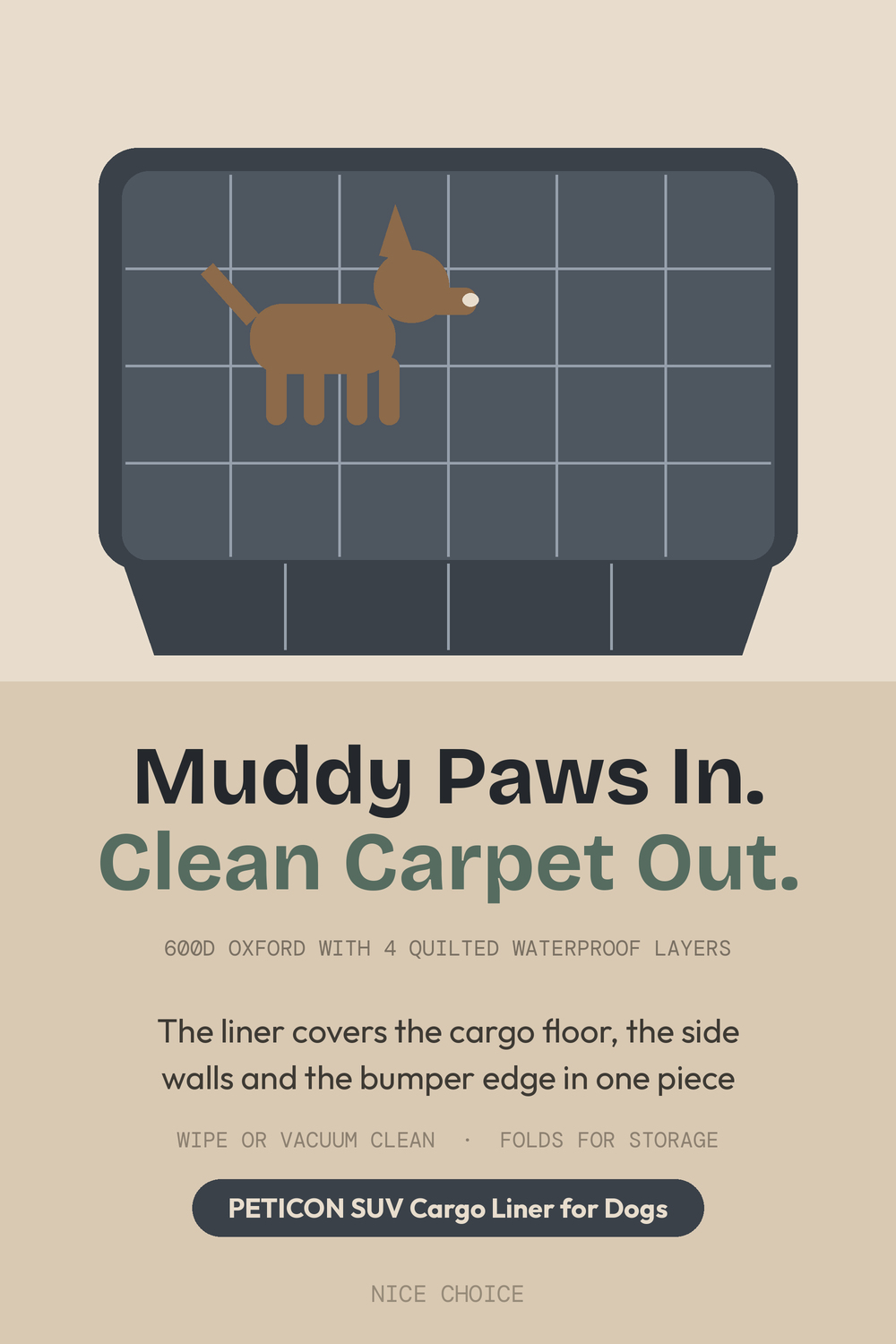 Nice Choice illustration pin for the PETICON SUV cargo liner for dogs
