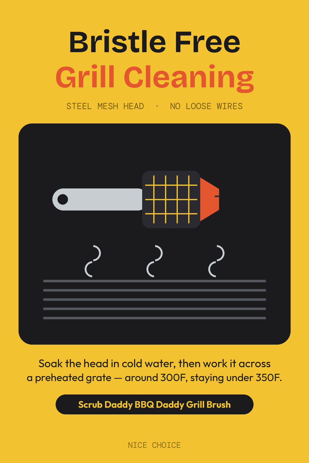 Nice Choice illustration pin for the Scrub Daddy BBQ Daddy grill brush